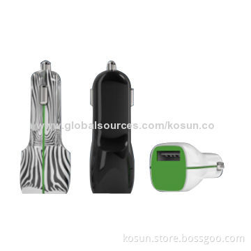 2.4A Car Chargers, DC Adapter, CE, RoHS Marks, Suitable for iPod, iPhone